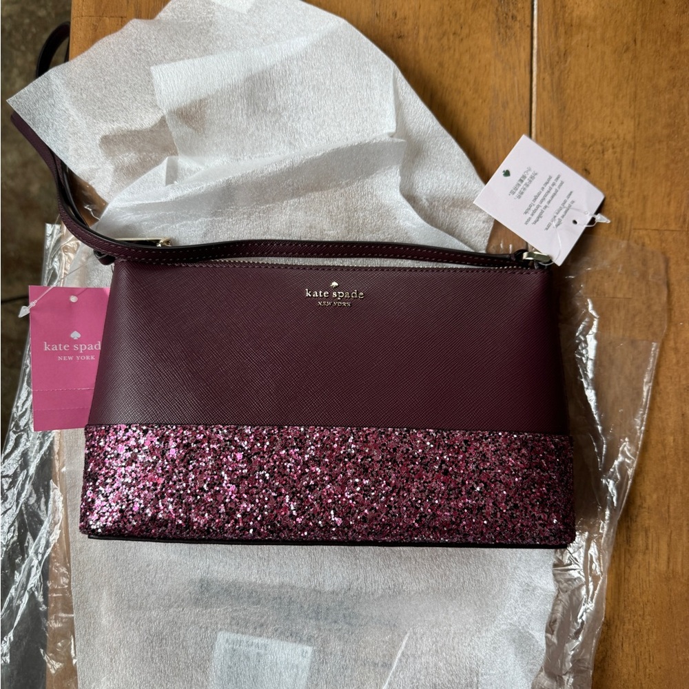 NWT Kate Spade Cherrywood and Glitter Crossbody Bag